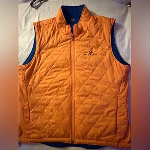 Peter Millar Orange Quilted Vest with Navy Trim